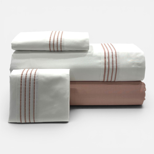 Jogo de Cama Percal 300 Fios Dune Rosa| Laura Home