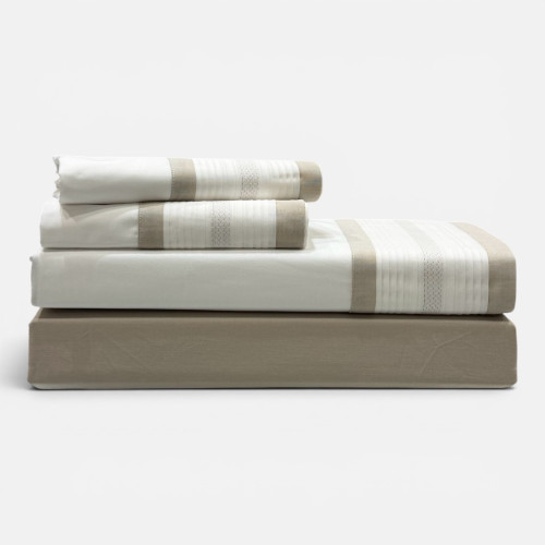 Jogo de Cama Percal 300 Fios Pregas Taupe| Laura Home