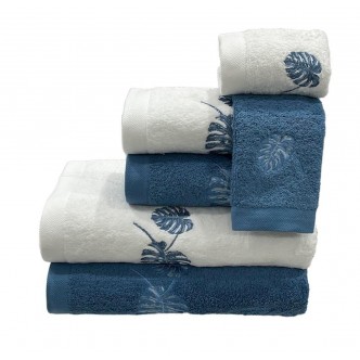 Conjunto de banho Parra Azul Petróleo: 100% Algodão 550g | Laura Home