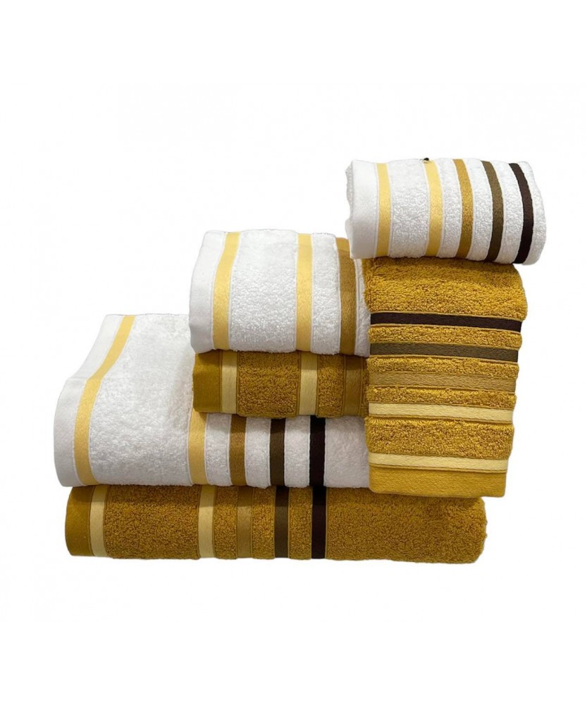 Juego de Baño D24 Amarillo Mostaza 100% Algodón | Laura Home
