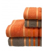 Juego de Baño D24 Topo/Naranja 100% Algodón | Laura Home