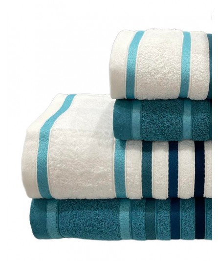 Conjunto de Banho D24 Azul Esmeralda: 100% Algodão 550g | Laura Home
