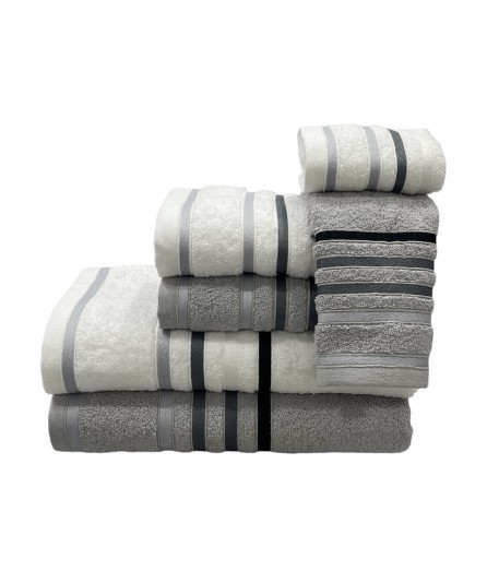 Juego de Baño D24 Gris Claro 100% Algodón | Laura Home