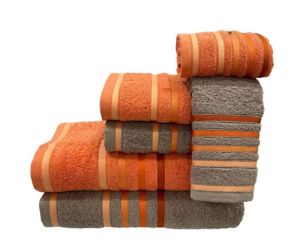 Conjunto de Banho D24 Taupe/Laranja