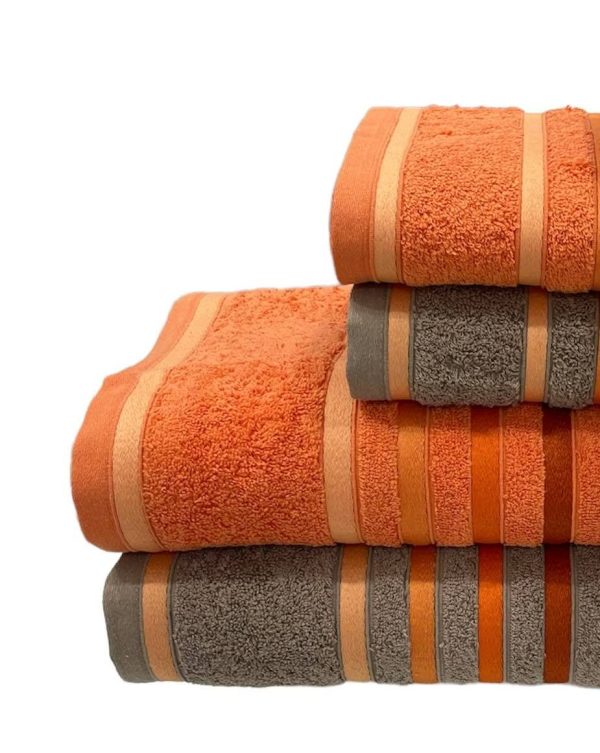 Conjunto de Banho D24 Taupe/Laranja