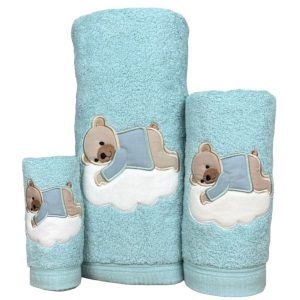 Jogo Banho Urso Nuvem Verde Água Jogo Banho Urso Nuvem Verde Água
