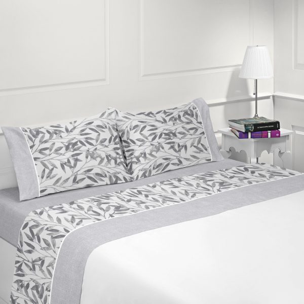 Jogo de Cama Flanela Indico Cinza