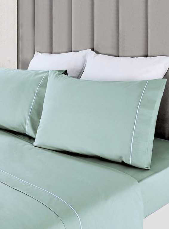 Jogo de Cama Flanela Liso Verde Água