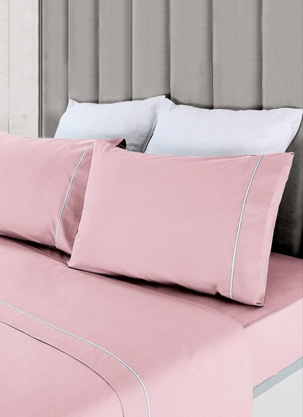 Jogo de Cama Flanela Liso Rosa