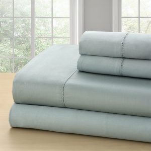 Jogo de Cama Cetim 300 Fios Ponto Aberto Verde Água Jogo de Cama Cetim 300 Fios Ponto Aberto Verde Água
