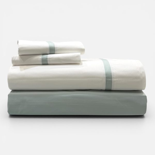 Jogo de Cama Percal 300 Fios - Enzo Verde Água Jogo de Cama Percal 300 Fios - Enzo Verde Água
