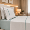 Jogo de Cama Percal 300 Fios - Enzo Verde Água Jogo de Cama Percal 300 Fios - Enzo Verde Água