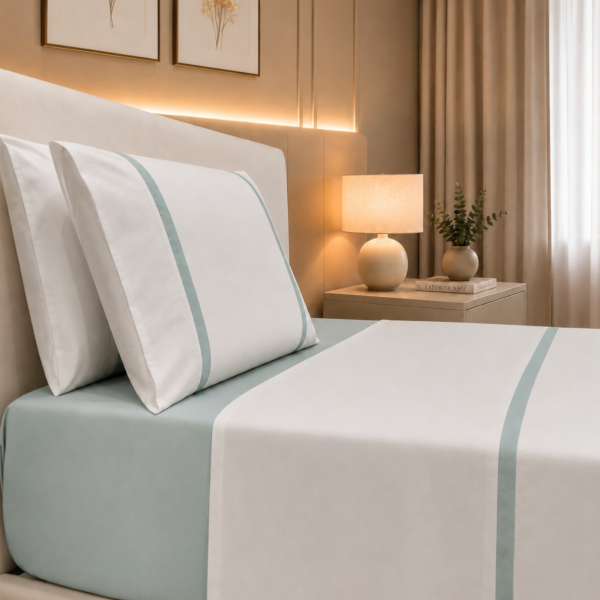Jogo de Cama Percal 300 Fios - Enzo Verde Água Jogo de Cama Percal 300 Fios - Enzo Verde Água