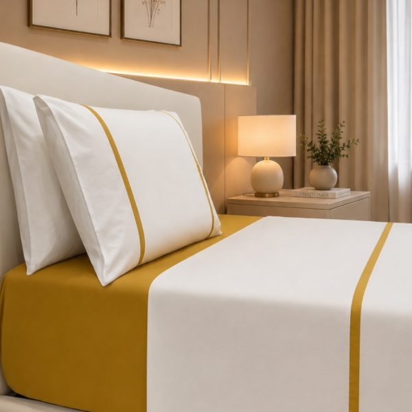 Jogo de Cama Percal 300 Fios - Enzo Amarelo Jogo de Cama Percal 300 Fios - Enzo Amarelo